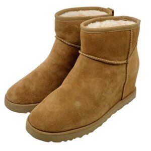 UGG~Classic Femme Mini Wedge Boots~ Chestnut Suede Shearling~ Womens Size 8